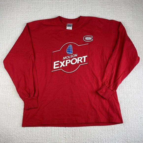 VTG Molson Montreal Canadiens Hockey Shirt Mens XL Red Made in Canada (Read) - Picture 1 of 16